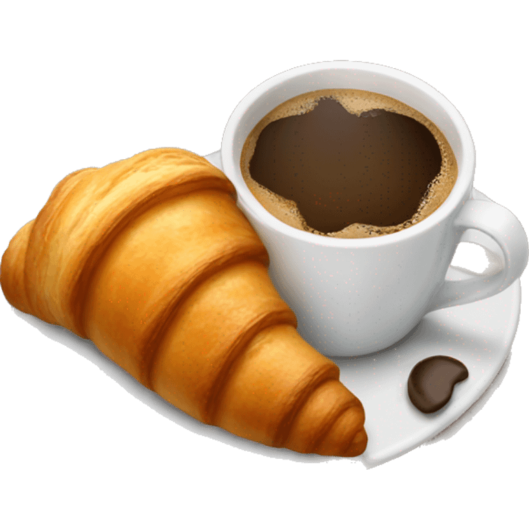 A glass of coffee with a croissant emoji