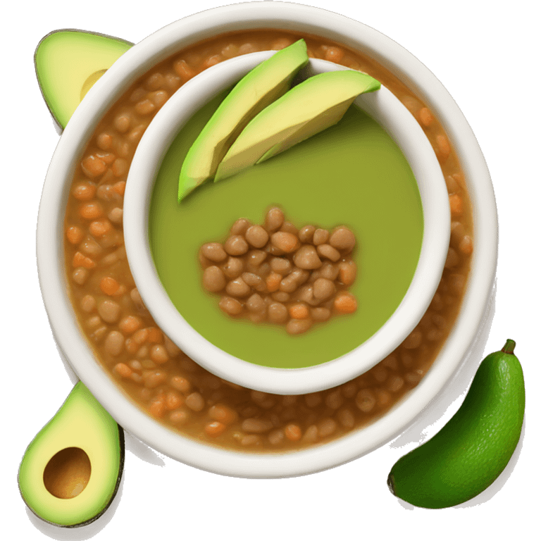 Lentil soup with slices of avocado  emoji