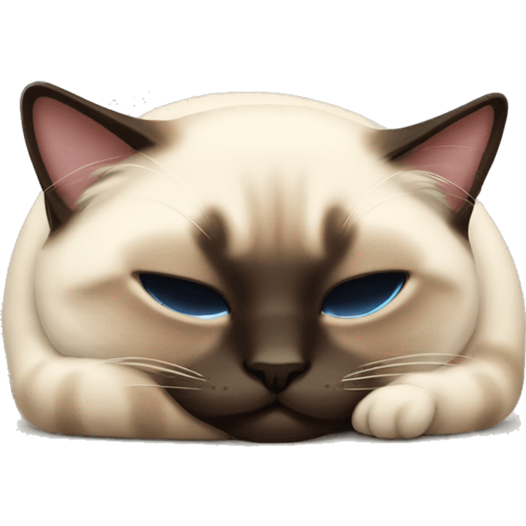 fluffy siamese cat curled up sleeping emoji