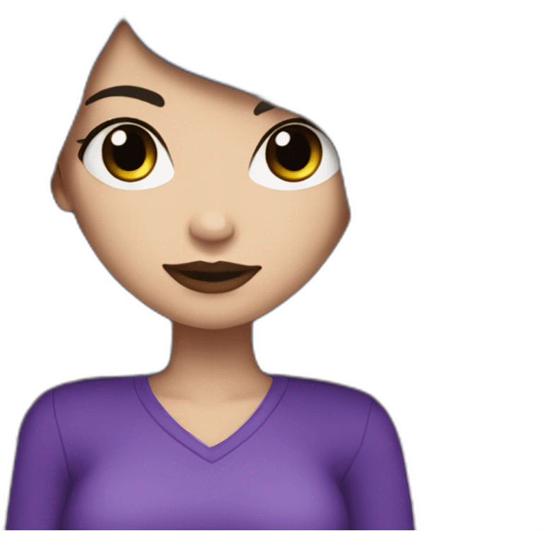 White girl with long straight black and purple hair Raven Queen emoji