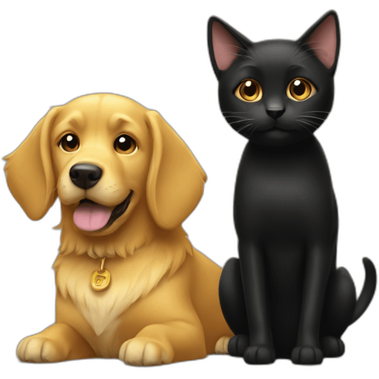 golden dog and black cat emoji