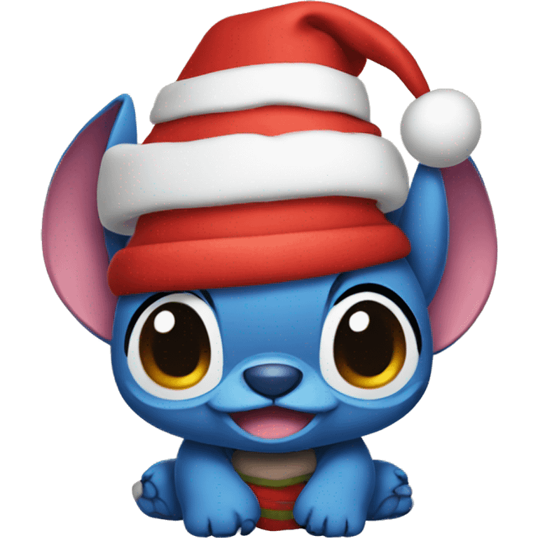 Stitch wearing a Christmas hat  emoji