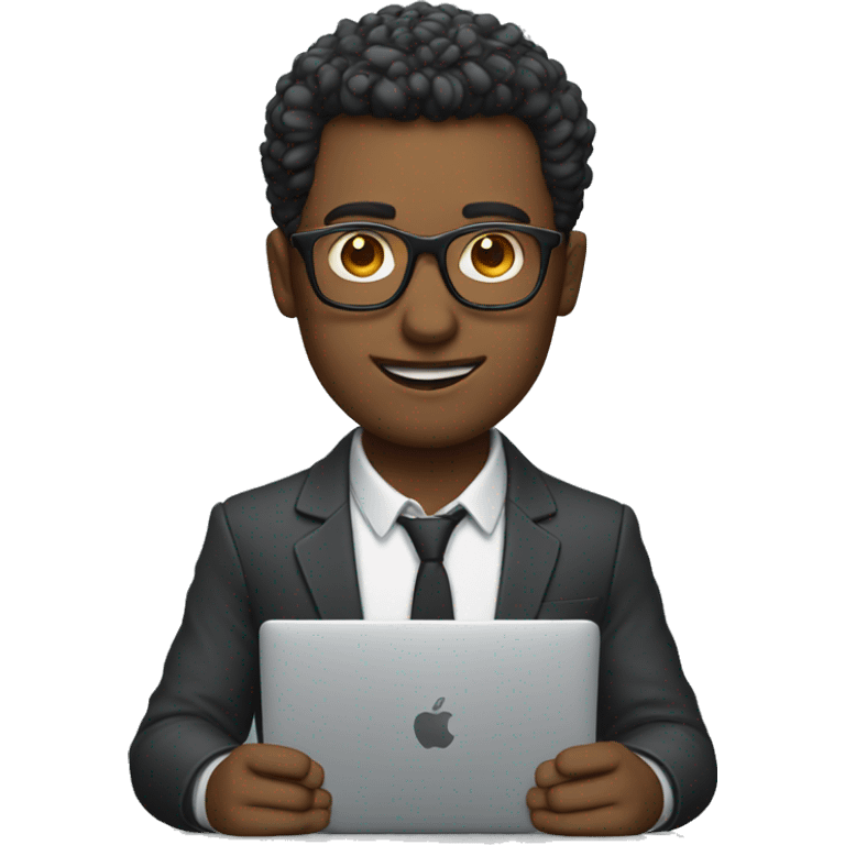 a man with glasses work with macbook emoji