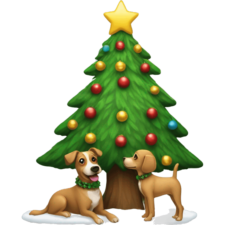 Christmas tree with dog emoji