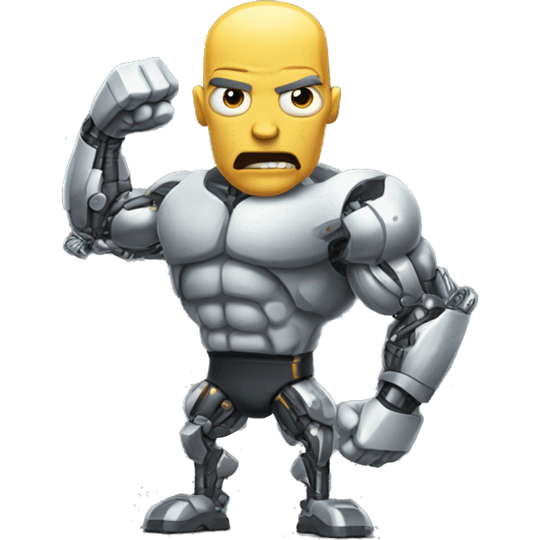 Cyborg flexing bicep with shocks emoji