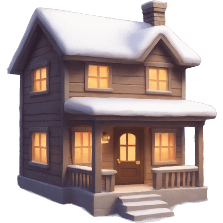 Cute cozy house with snow emoji