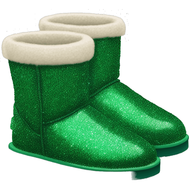 Realistic emerald green Sparkle glitter and fur Ugg boots. emoji