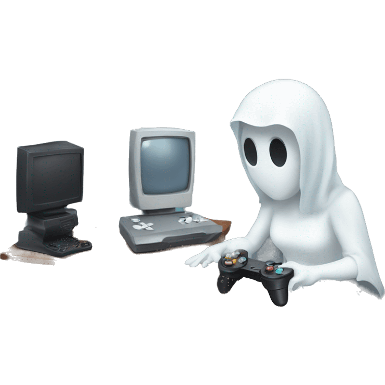 ghost couple playing video game together emoji