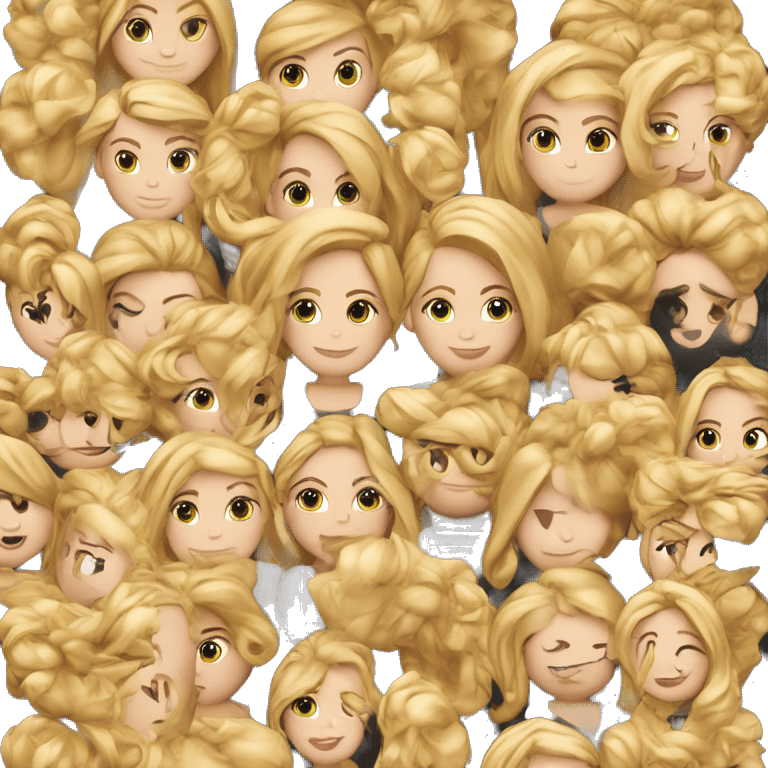 Mujer alta modelo de pelo rubio tocand su pel emoji