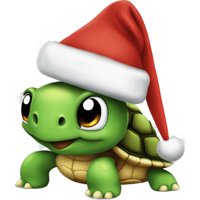 Turtle wearing Santa’s hat emoji