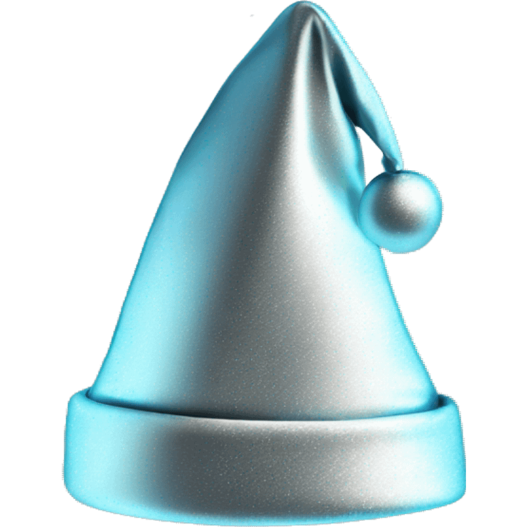 Isolated realistic silver holographic metallic Santa hat. emoji