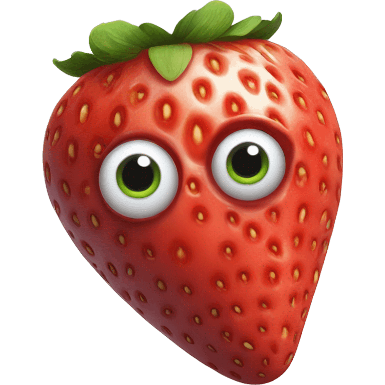 a strawberry with eyeballs emoji