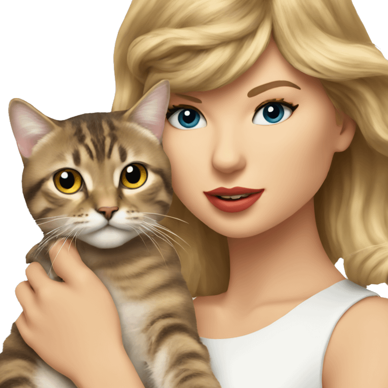 Taylor Swift holding a cat emoji