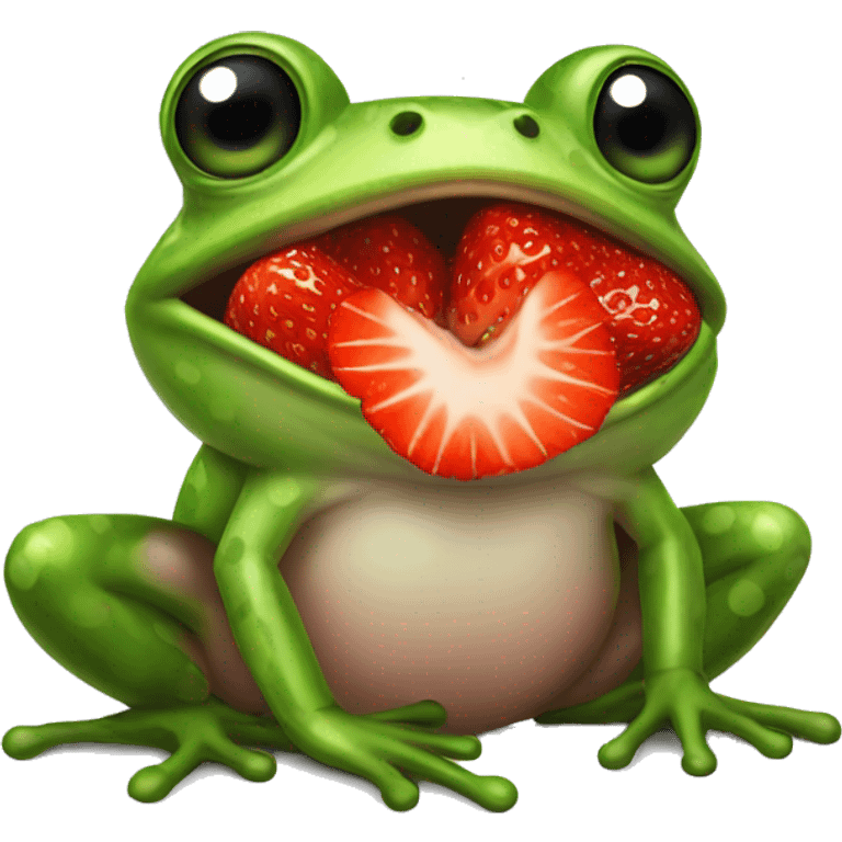 Frog strawberry  emoji