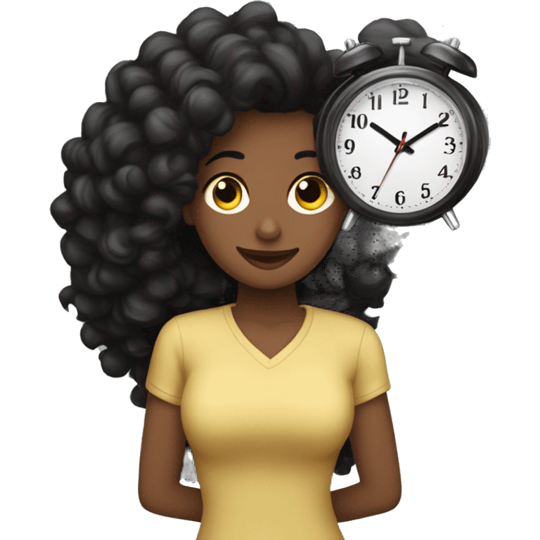 persona de cabello negro mirando el reloj emoji