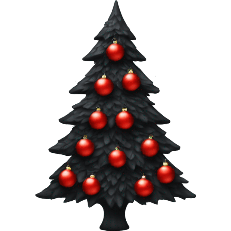 Black Christmas tree with red ornaments  emoji