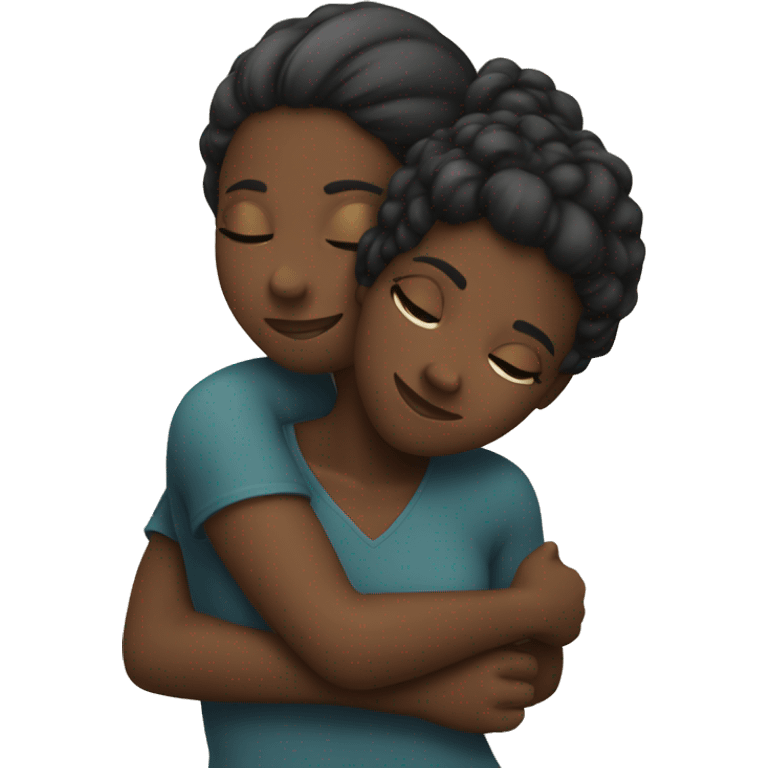 Two black girls hugging  emoji