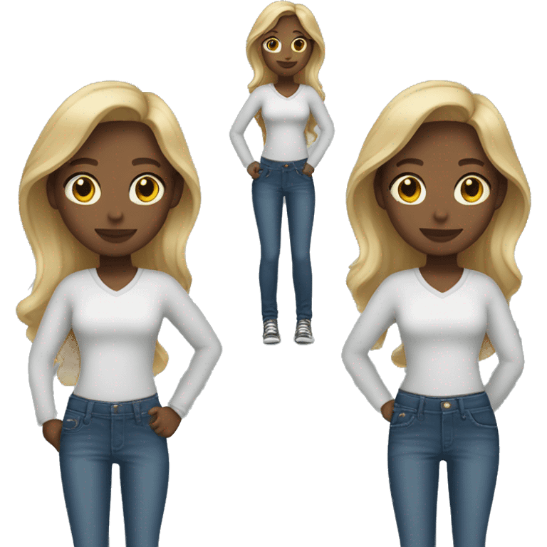 dark-skinned blonde girl in jeans emoji