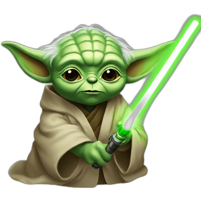 yoda with laser saber emoji