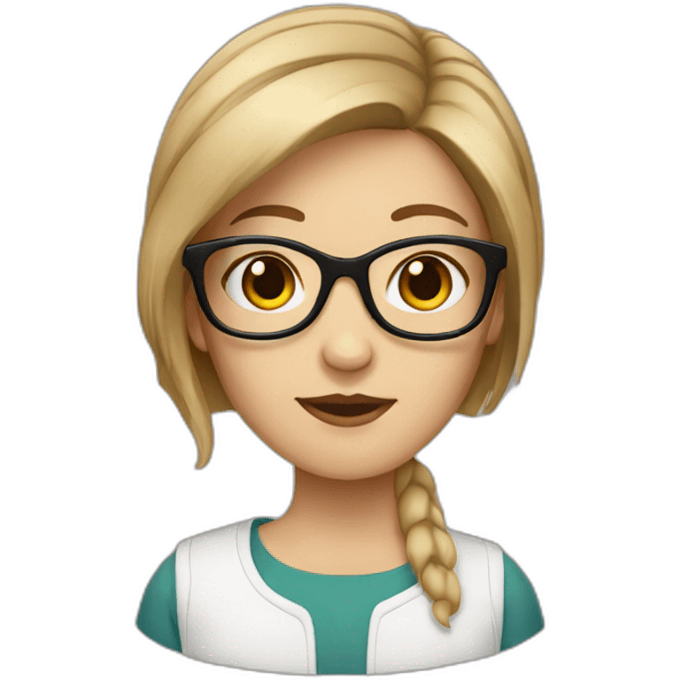 White girl with glasses straight brown mid-short hair emoji