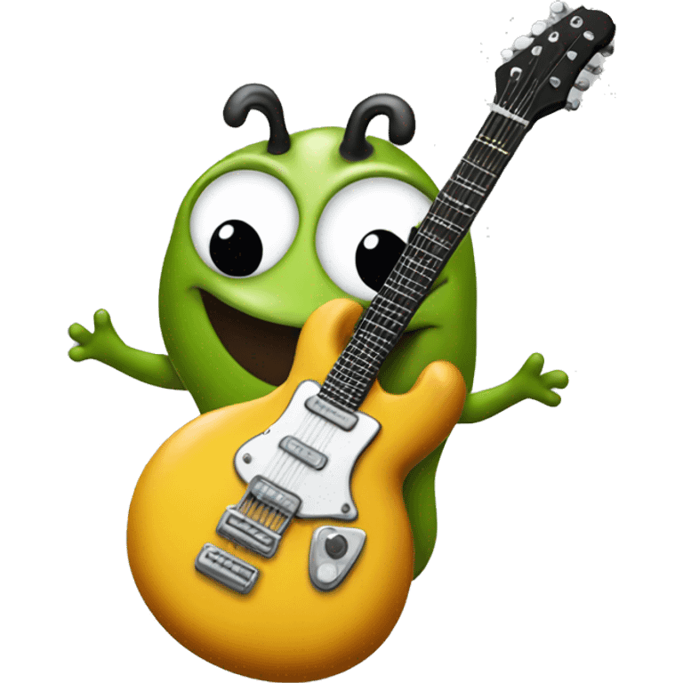 Happy slug playing electric guitar emoji