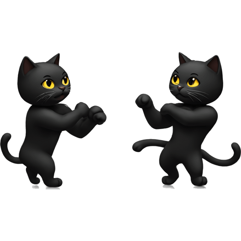 fight black two cat emoji