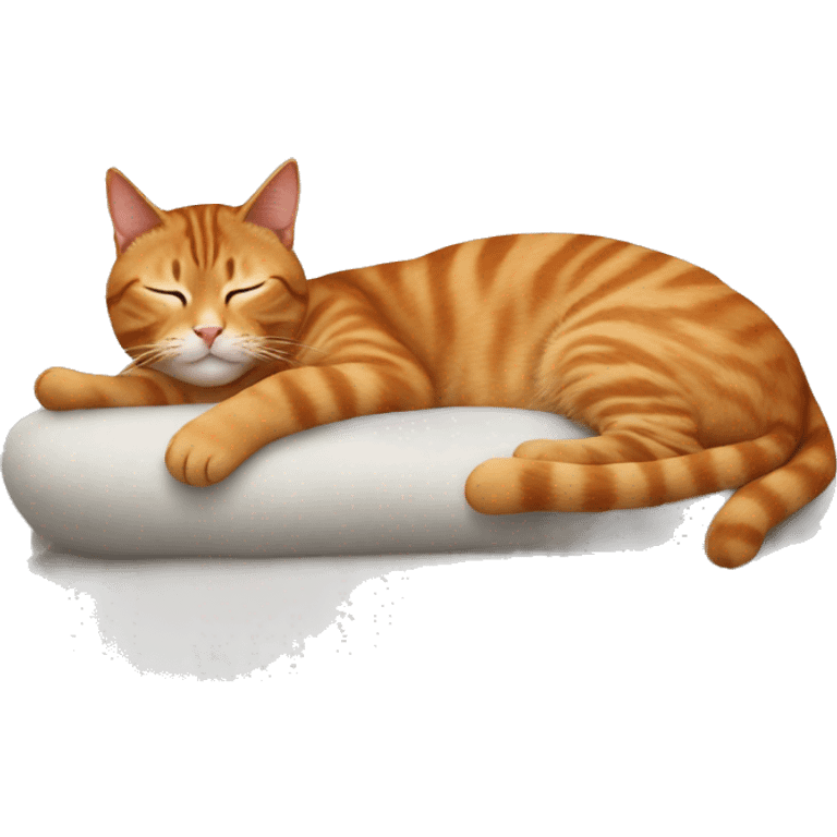 Tabby cat and orange cat sleeping on a Brown haired Woman  emoji