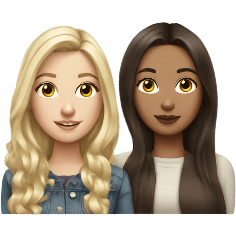 Realistic Russian Brunette hair girl and a blonde haired bestie  emoji