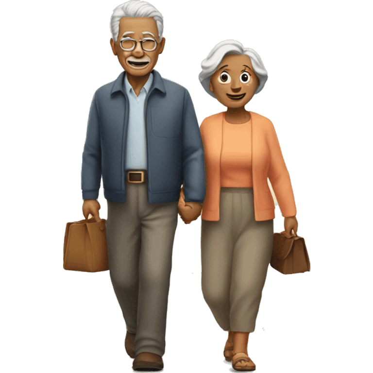 Old couple walking into sunset emoji