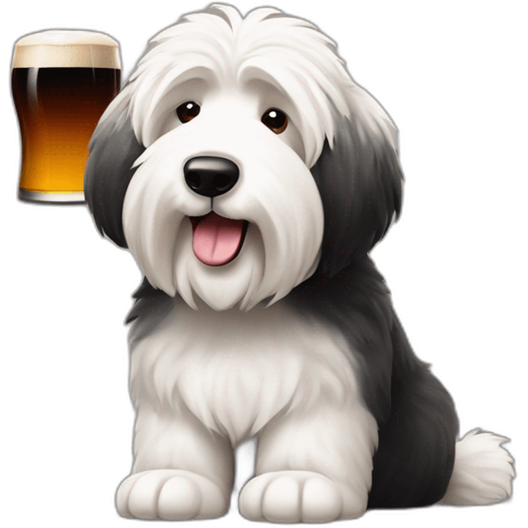 old english sheepdog with pint of guinness emoji