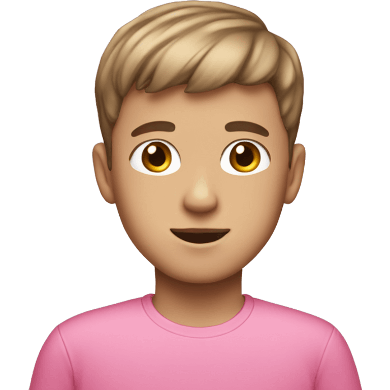 White boy with really brown hair and a bowlcut wearing pink clothes emoji