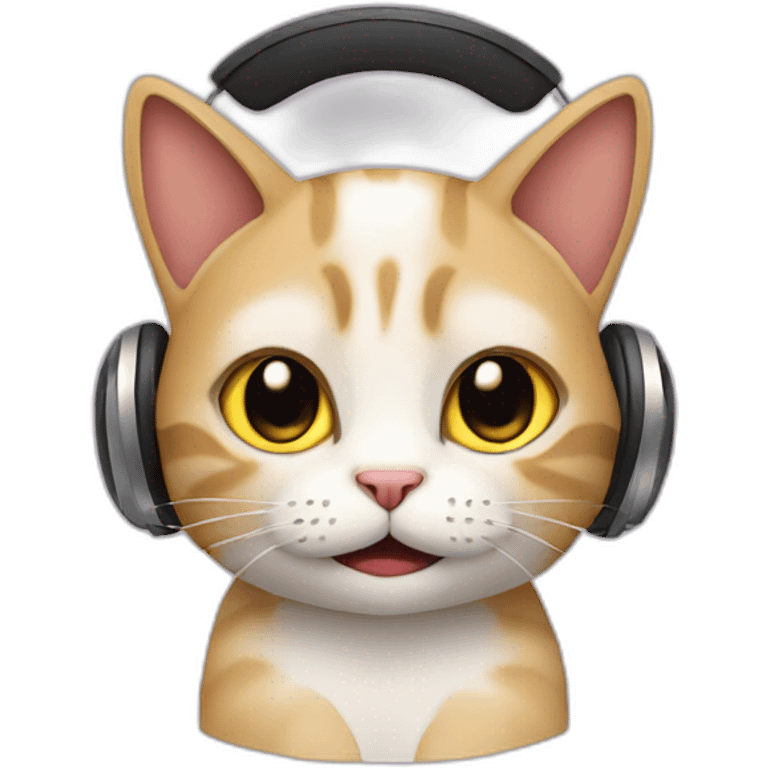 Cat listening to music emoji