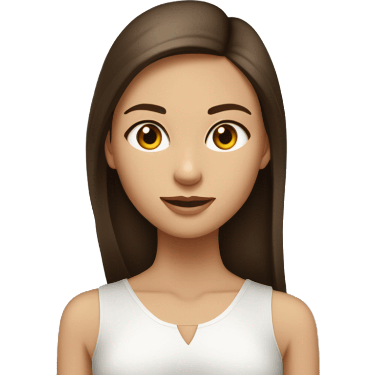 Fille brune cheveux lisse peau blanche yeux marron emoji