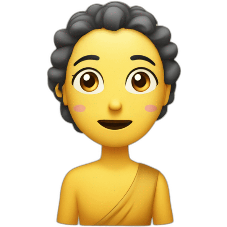 Una cara amarilla con cejas fruncidas mirando hacia arriba, con el pulgar y el índice en la barbilla. Diseñado para mostrar a una persona meditando o pensando en profundidad emoji