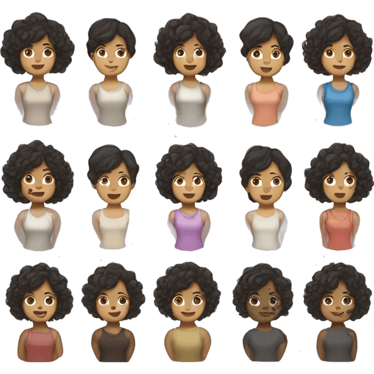 Southeast Asian female with black, wavy curly hair, light brown skin, and overweight. emoji