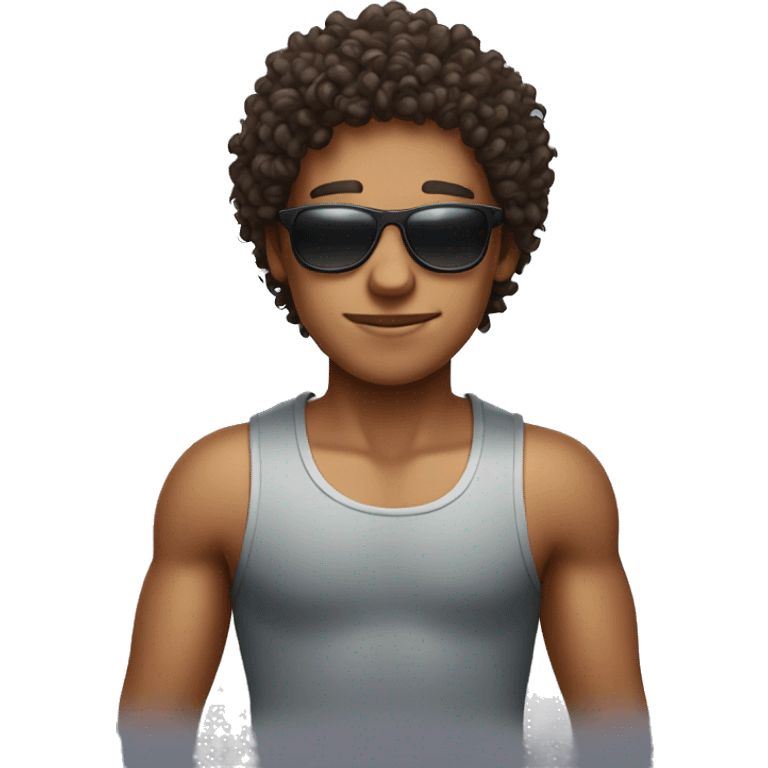 Curly boy with sunglass and tanktop  emoji