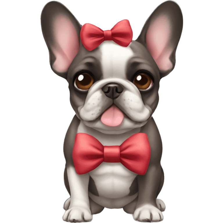 Cute French bulldog with a bow emoji