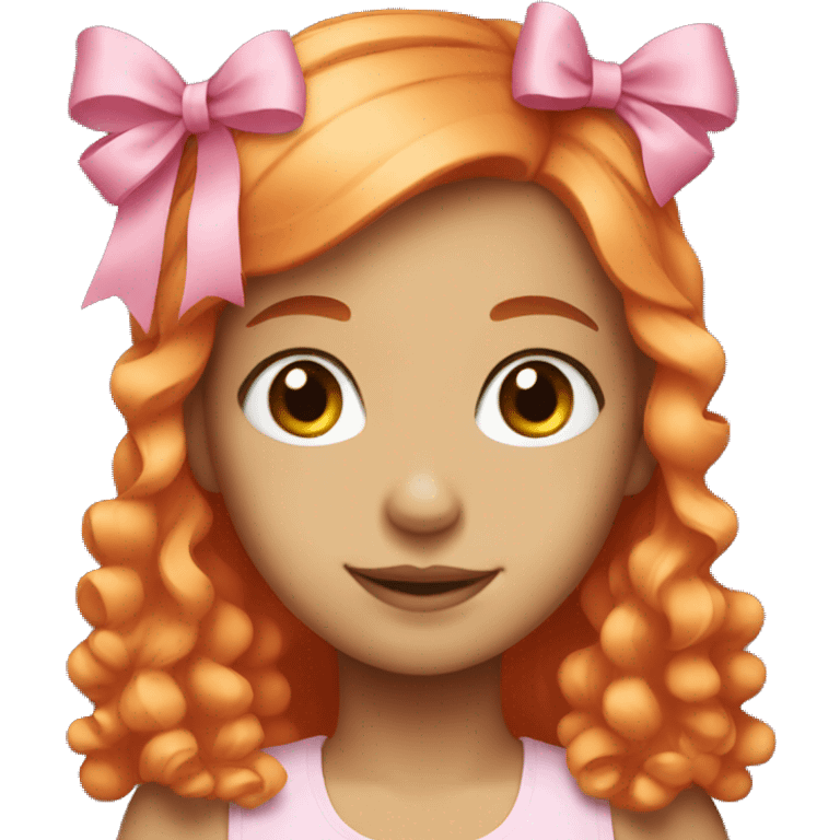 Girl with orange hair and pink bow emoji