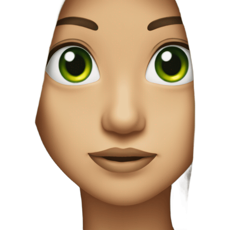 Long haired brunette with green eyes and a zipper across her mouth emoji