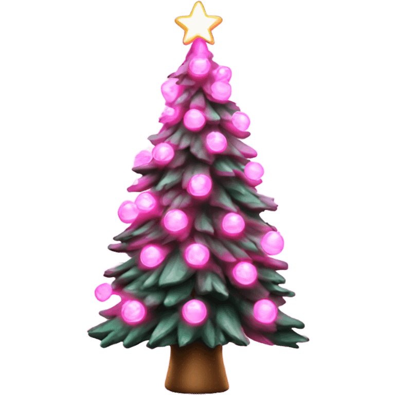 Pink light up Christmas tree emoji