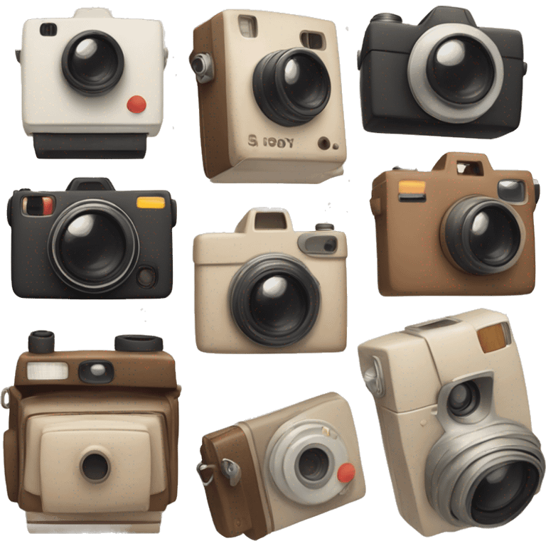 a camera with polaroids neatly laid out on the surface. Neutral shades, light lines, cozy atmosphere emoji