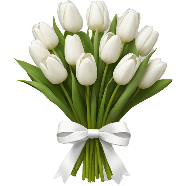 Bouquet of white tulips with a white bow  emoji