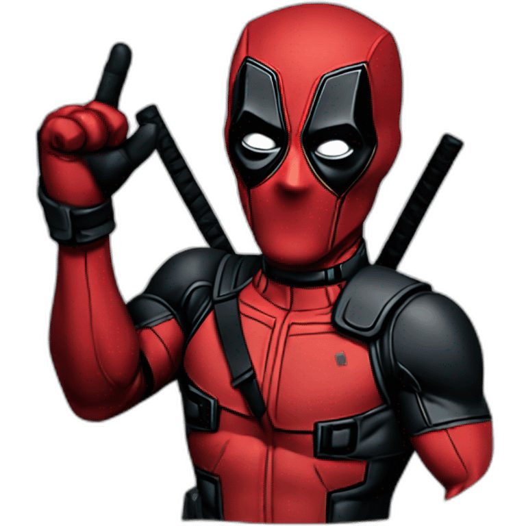 Deadpool with the finger emoji