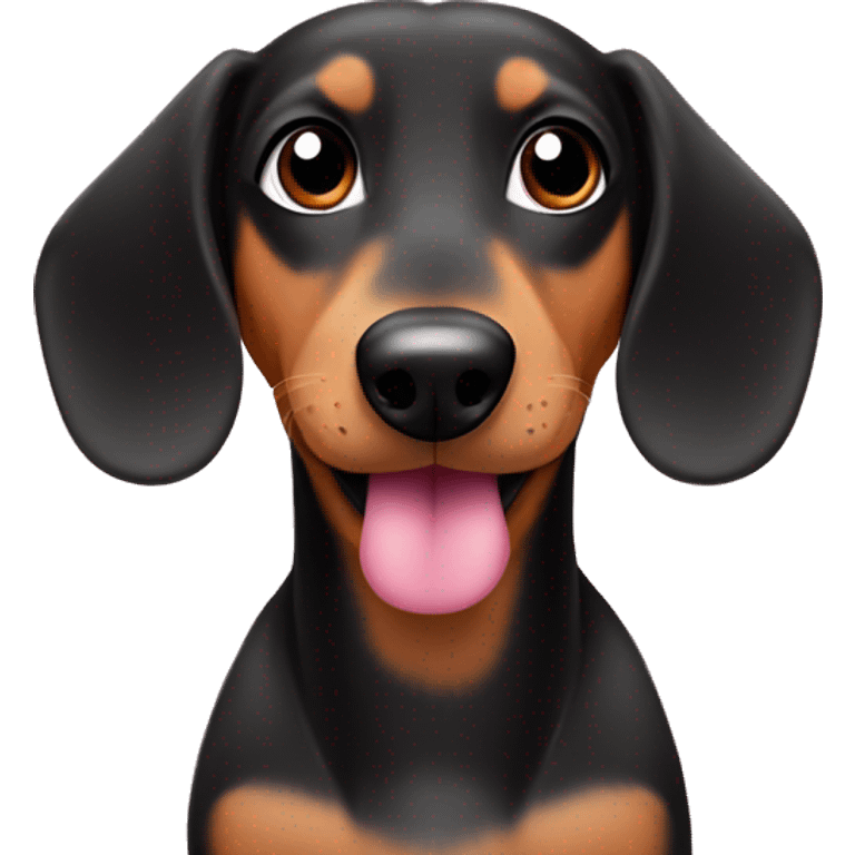 Cute Dashund dog Black and Tan against pink emoji