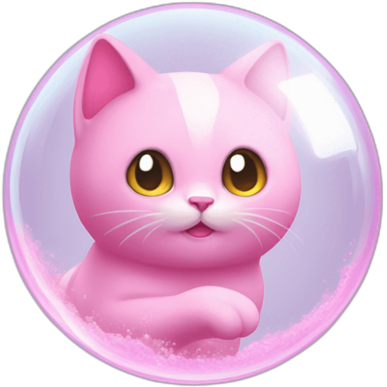 pink mew levitating in a bubble emoji