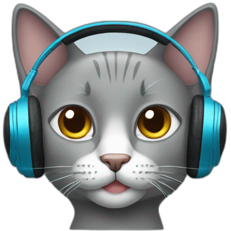 Grey cat with headphones emoji