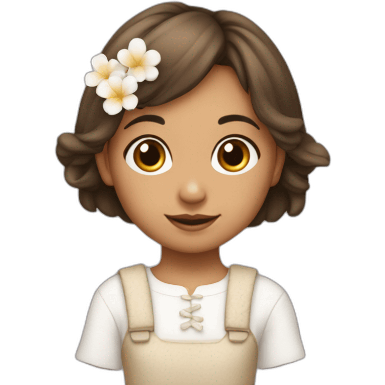 una niña con un conejo blanco en brazos emoji