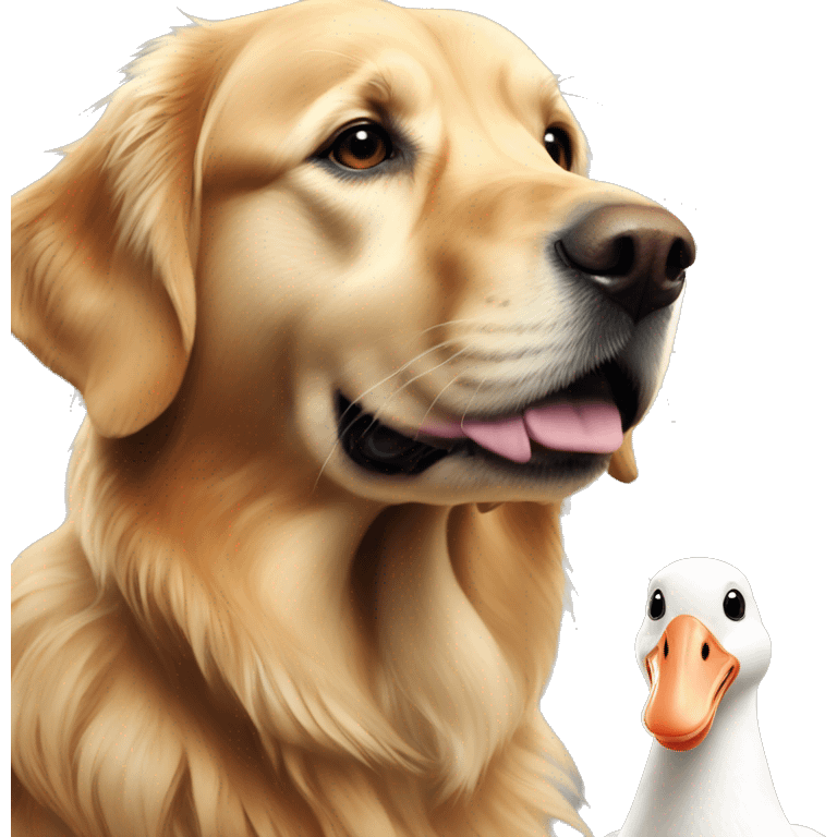 Golden retriever with a goose  emoji