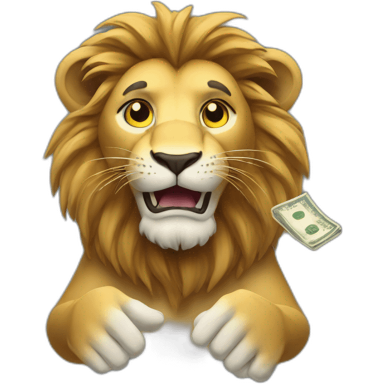 Lion handing out money emoji