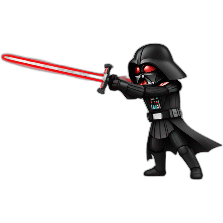 dark vador qui tien un sabre laser rouge en position de combat emoji